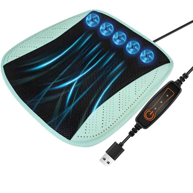 [pronala]【5/8連ファン×氷糸3Dメッシュ】車用クールクッション クールシート 3段風量/USB急速冷却 5/8..