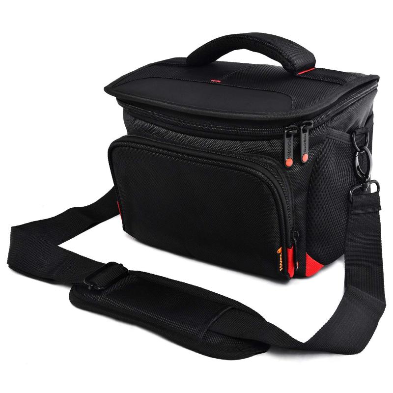 FOSOTO 大型 一眼レフカメラバッグ ショルダー カメラケース ナイロン製 (Red, X-Large)