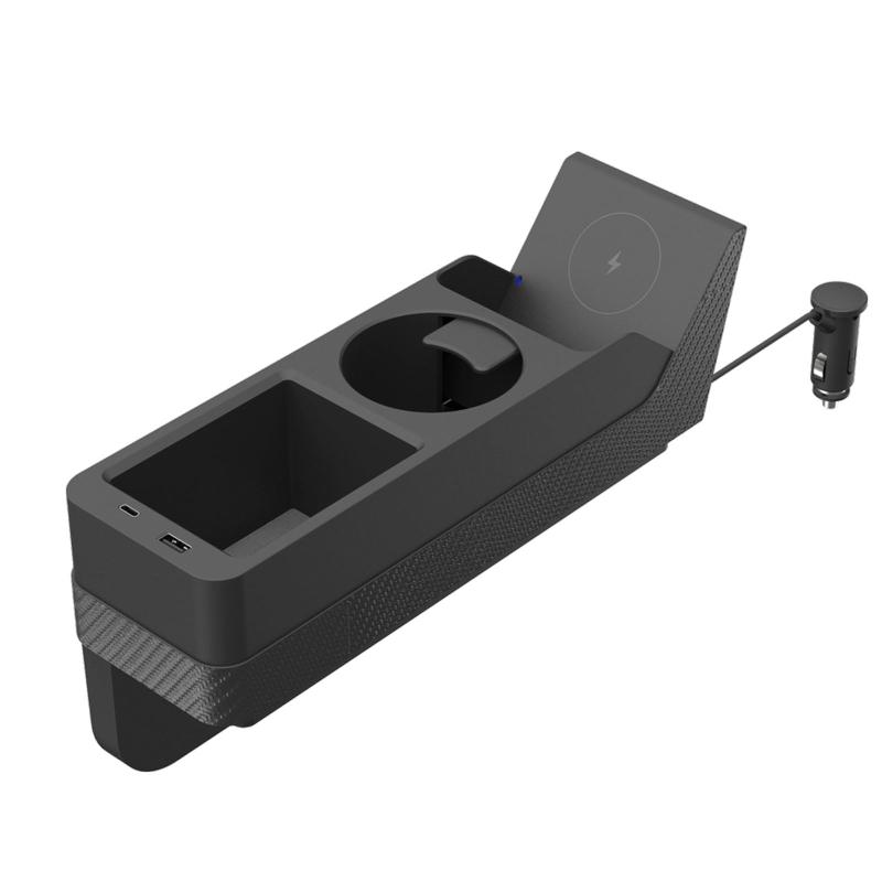 カシムラ シート横に便利な収納ポケット&ドリンクホルダーを追加できるワイヤレス充電付 オーガナイザー NKW-40