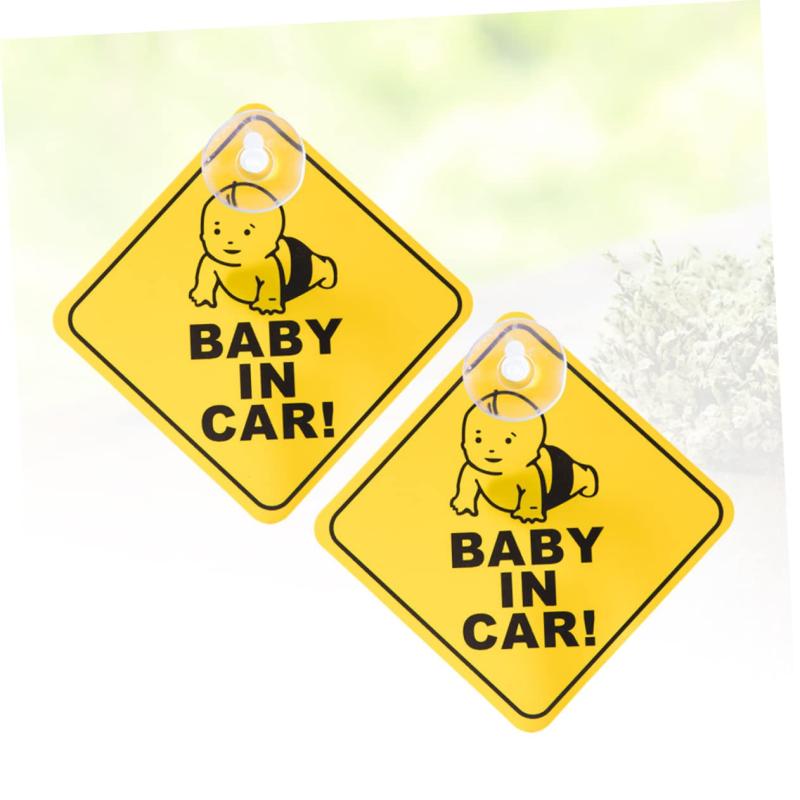 Toyvian ベビーインカー 吸盤ステッカー 2枚セット 車用サイン 車窓用 キッズインカー表示 車内装飾 12Cm 黒黄色 3