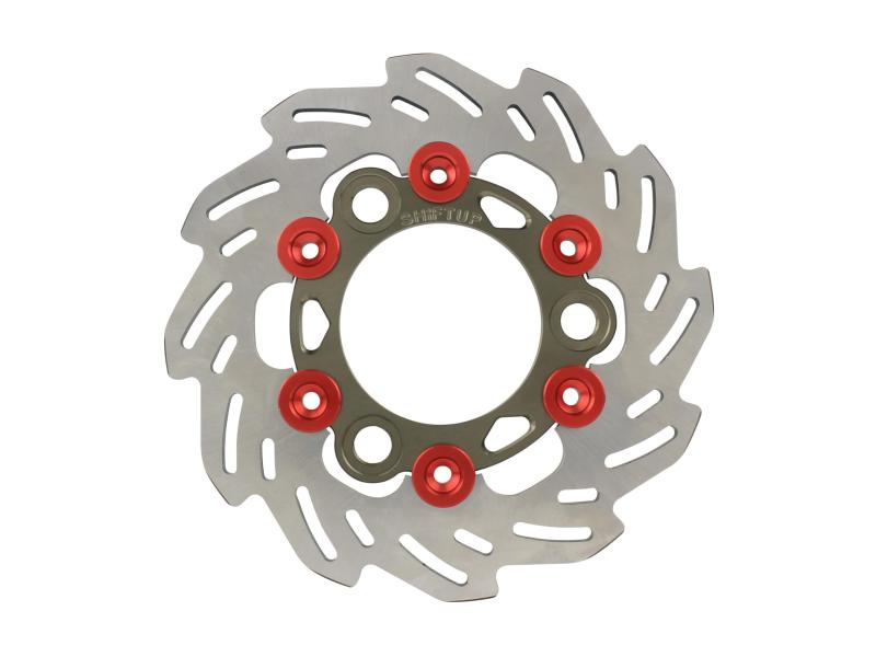 SHIFT UP (シフトアップ) ウェーブ フローティングディスクローター 160mm リア チタン/レッド 201250-11