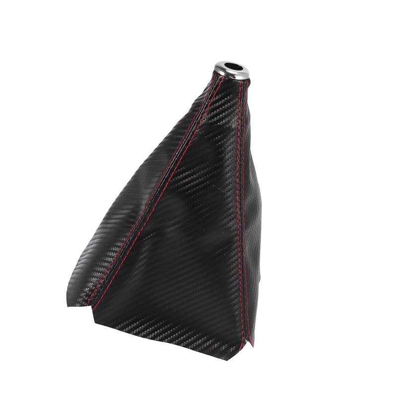 ACROPIX ユニバーサルシフトブーツカバー 防塵 車用 PUレザー レッドライン カーボンファイバーパター..