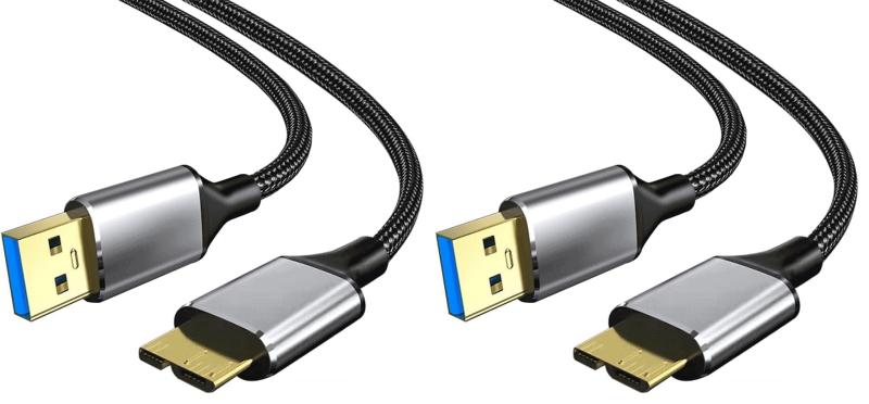 HITOTSUNAGIのUSB3.0 ケーブル Micro B ハードディスク ケーブル USB タイプAオス - マイクロBオス 5Gbps データ高速転送 高耐久性 ナイロン編み外付けHDD/SSD,Blu-ray,BDドライブ,デジタルカメラ用｜アングル2