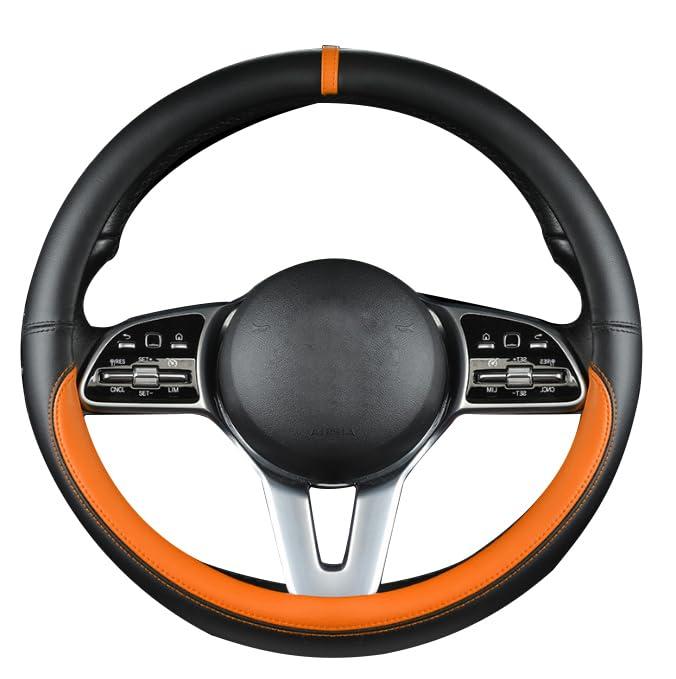 Kyonuza ハンドルカバー ifnt 自動車用 ナパレザー 自動車用 滑り止め ブラウン ifnt Q23466