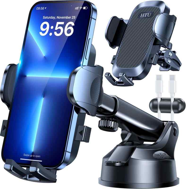 樂天商城 - スマホホルダー 車 HTU 車載ホルダー[50kg の強力吸引＆真の軍用品規格]車 スマホスタンド カー用品 携帯ホルダー 車 エアコン吹き出し口＆超強力真空吸盤兼用4in1 片手操作 安定性拔群 車載