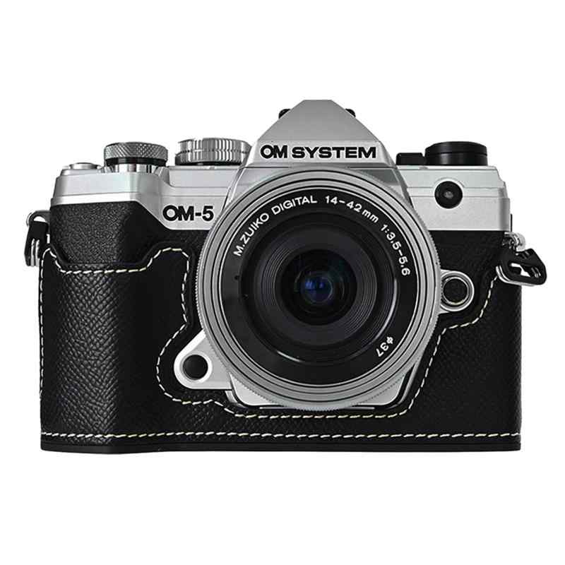 Rieibi PUレザーハーフケース オリンパス OM-5/オリンパス OM-D E-M5 Mark III カメラケース用 オリンパス OM システム OM-5/E-M5 Mark III ケース用保護ケース