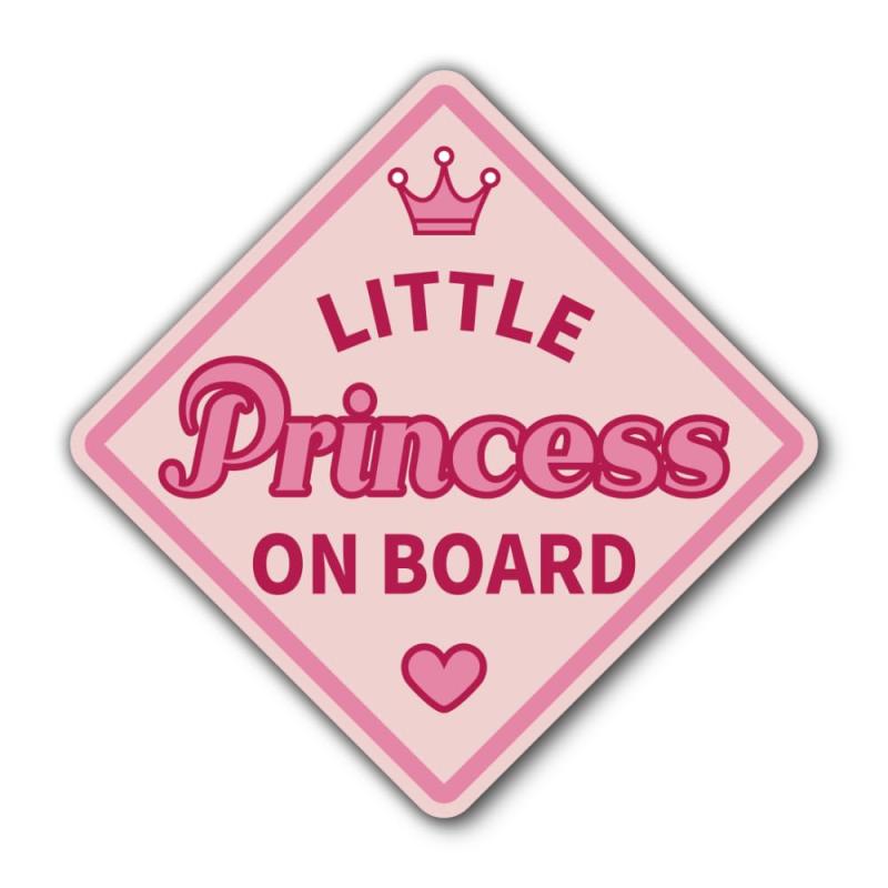 Little Princess On Board ステッカー - 車用サイン ダイヤ型 ピンク 女の子 ベビ - インカ - かわいい 安全運転 屋外耐候商品仕様