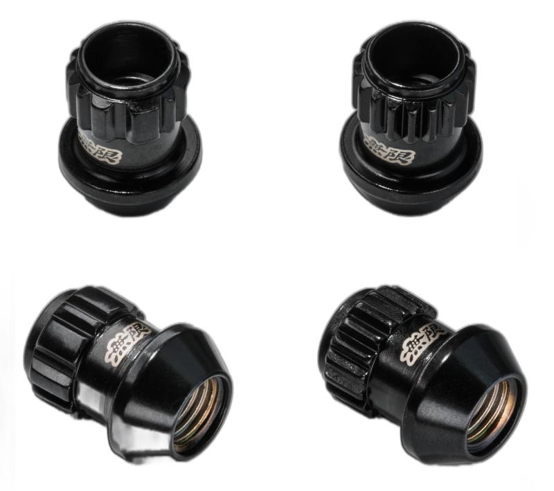 無限(Mugen)  RACING LOCK NUT M12 SHORT レーシングロックナット M12×P1.5 L=28(キーアダプター:17/19HEX) ブラック 08184-XG8-K2S0-BL