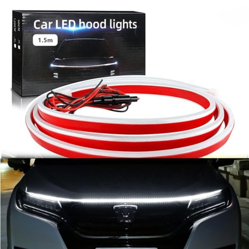 【エスティーエスミチコ】ボンネット LED テープ ライト 防水 側面 発光 極薄型 シリコン 流れる ディライト 汎用 12V 1.5M