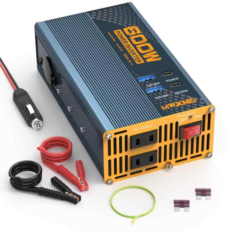 【QC3.0快速充電 7ポート】MWXNE 600W インバーター シガーソケット コンセント カーインバーター 12v 100v DC12VをAC100Vに変換 コンバーター 車 コンセント シガーソケット 車載用充電器 コンパ