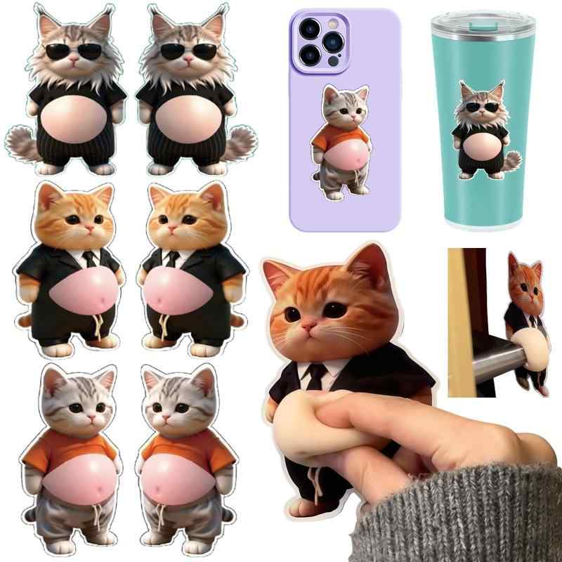 お腹 シール ぷにぷに ねこ 犬 お腹ぷにぷにシール デブ 猫 3dステッカー 動物 柔らかい 大きな腹 ステッカー ストレス解消おもちゃ 2/6枚 かわいい DIY 手帳 水筒 スマホケース デコレーショ hitotsunagi-10461562 HITOTSUNAGI パッケージ画像