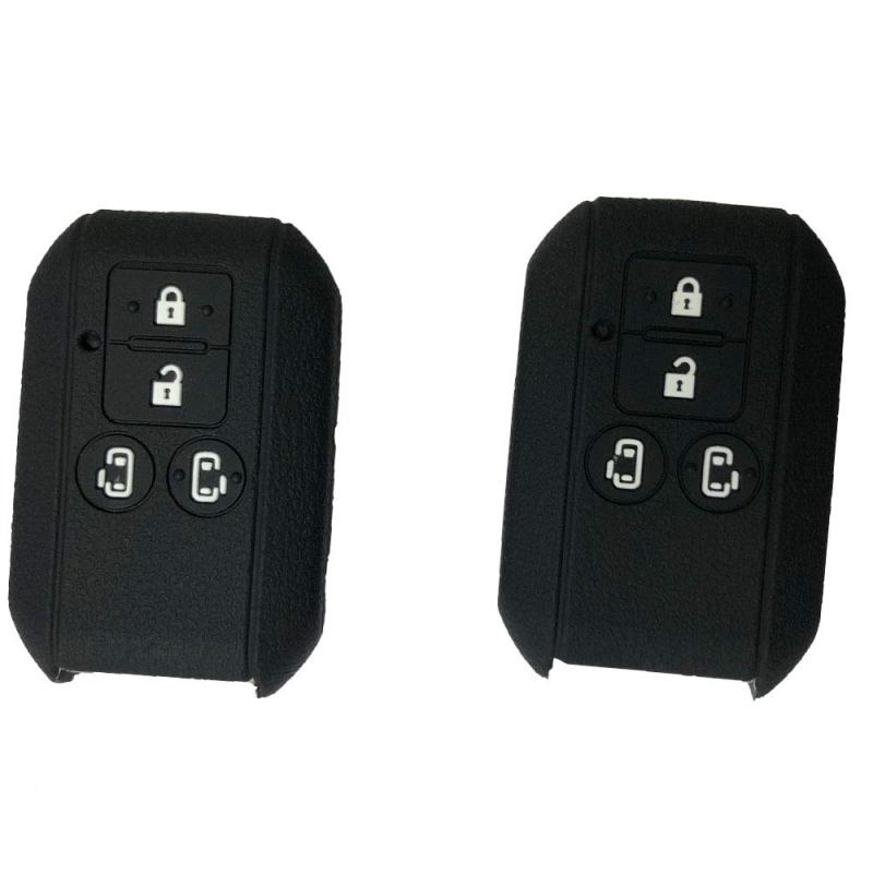 ZIAN スズキ 2個入れ 車用 スマートキーシリコンカバー 4ボタン車リモートキー 新型スペーシア/新型スペーシアカスタム 三菱デリカD2 両側スライドドア 専用設計　シリコン製(LM-4J) (ブラックスズキ用リモートキーケースです。【...