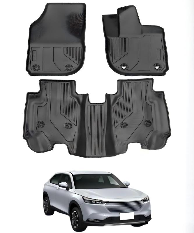 SCHACCESS専用 3D車用フロアマット ホンダヴェゼル VEZEL RV3 RV4 RV5 RV6型 e:HEV 2021年4月～現行車両 フロアマット+セカンドマット3枚セット防水 TPE素材 滑り止め 高耐久 取付工具不要 (トヨタ・ヴェ