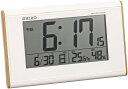 セイコークロック(Seiko Clock) 目覚まし時計 電波 デジタル カレンダー 温度 湿度 表示 薄茶 木目 模様 SQ771B SEIKO ホワイト