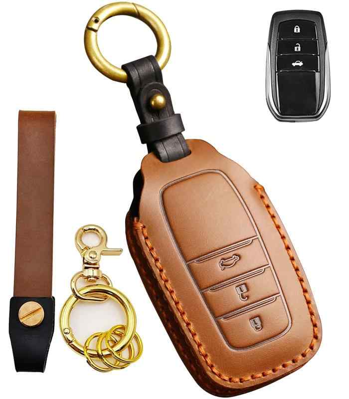 CigaMaTe 車 キーケース トヨタ専用 本革 キーカバー 本革 レザー 3ボタン 傷防止 故障防止 防水 汚れ防止 電波を妨げず 衝撃防止 キーホルダー ...