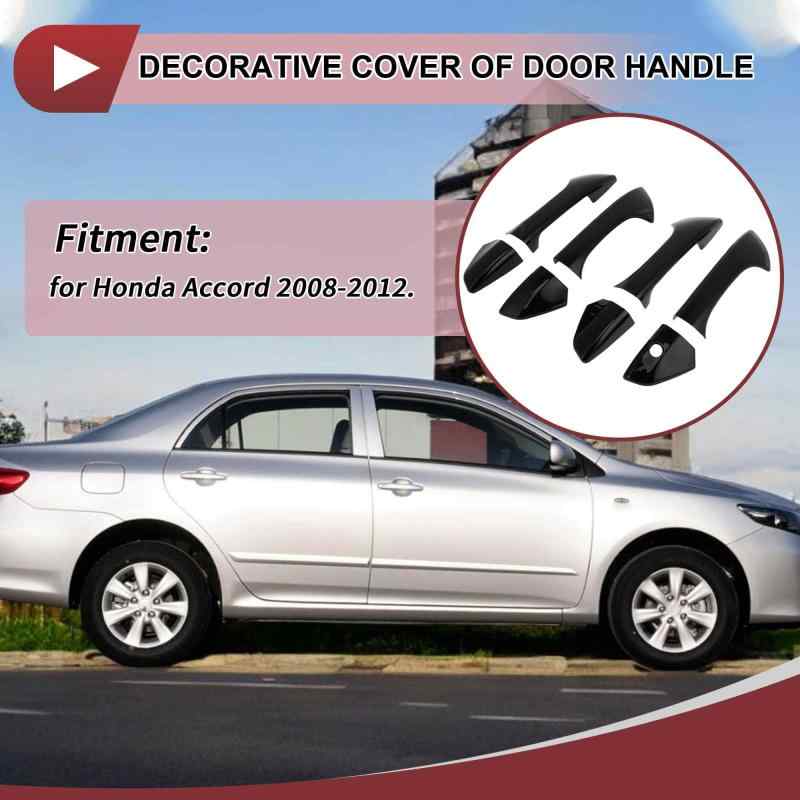 HEROFFIX ホンダに対応 Acco-rd 2008-2012用の外側グロスブラックABS製1セットの車用ドアハンドルカバー