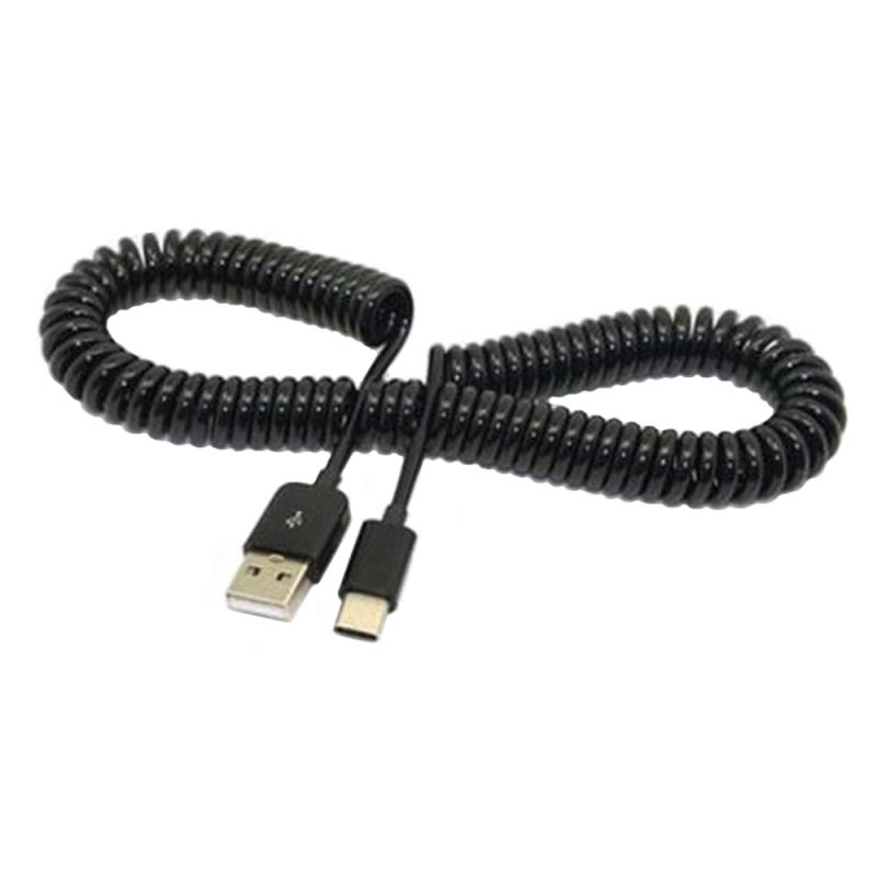 HITOTSUNAGIのAKNPMHT ばねUSB Cケーブル、スパイラルコイル状USB 2.0（USB - A)オスto USB 3.1タイプC (USB - C)オスへコイルスプリングスパイラル データ同期&充電ケーブル 3M｜アングル2
