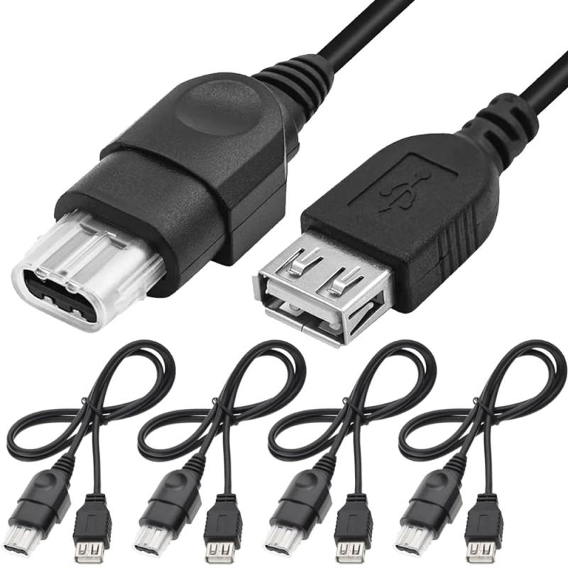 HAAMNING7 USB-Aメスから初代Xbox用オリジナルプラグ変換アダプターケーブル（初代Xbox用コンソール、オリジナルメモリーカードポート対応）、Guitar Hero用ドラムセット互換（4本セット）