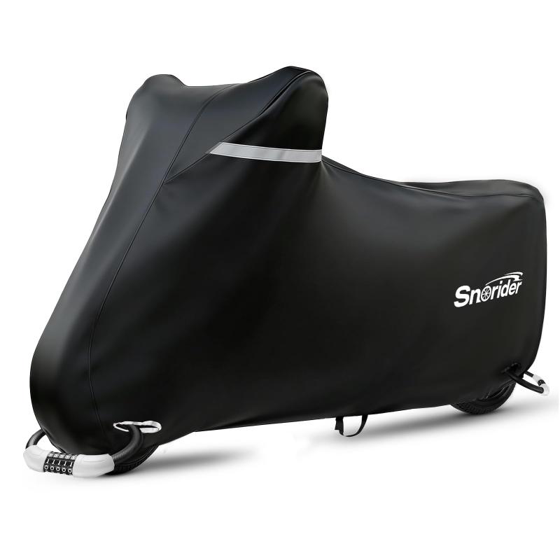 樂天商城 - [Snorider]バイクカバー 420D 厚手 大型 傷つきにくい 原付カバー 防水 UVカット 通気口 盗難防止ロック穴付き 防風ベルト付き 高耐久 125cc 250cc 400cc 600cc 1000cc