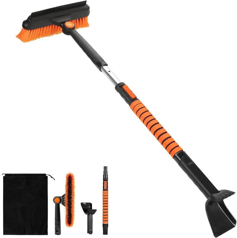 スノーブラシ 雪かきスコップ 雪掻きスコップ 除雪 雪下ろし 車用 傷つかない アイススクレーパー 伸縮式 多機能 除雪ブラシ 除雪 霜取り 氷取り除く 雪対策 ヘッド調整可能 車載 組み立て