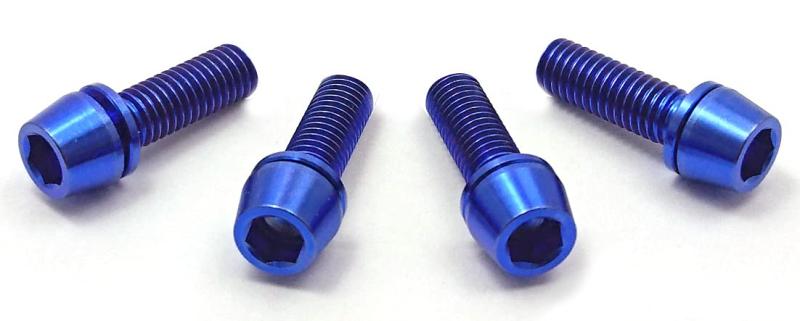 EGWORKS 高強度64チタンボルト ULTRA-Ti™ ステム用M5/16mm ワッシャーつき サンセットブルー (4本セット)