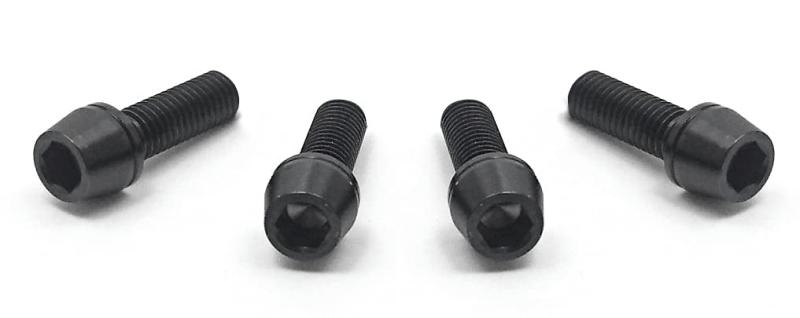 EGWORKS 高強度64チタンボルト ULTRA-Ti™ ステム用M5/18mm ワッシャーつき プレミアムブラック 4本セット