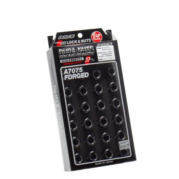 RAYS (レイズ) ジュラルミンロック&amp;ナットセット L37 6H用 M12×1.5 ブラックアルマイト 19HEX 24個セット 740200001201BK