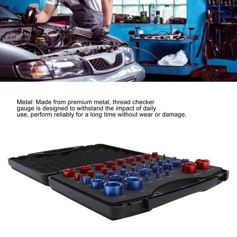 44個のナットとボルトのスレッドチェッカー、実用的なスレッドチェッカーセットボックス、ナットとボルトのサイズゲージボックス、インチメトリックサイズ、ボルトとナットの識別ゲー