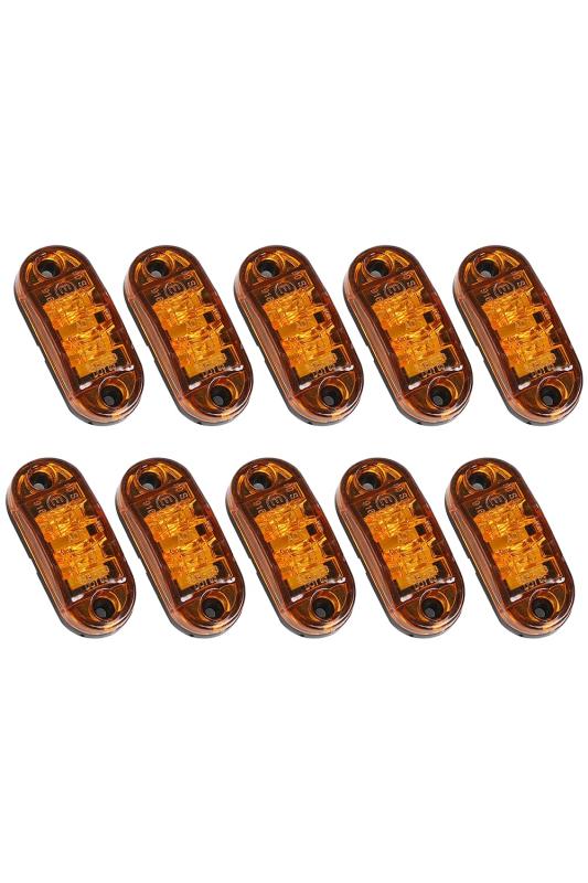 murabantech 小型 LED マーカー ランプ 12V 24V フロント リア サイド デコトラ ユーロトラック 防水 電飾 橙 オレンジ 10個
