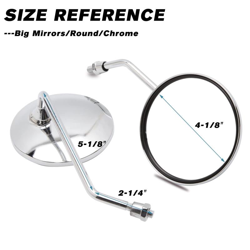 バイクミラー オートバイミラー 左右セット 10mm 正ネジ メッキ 丸い 調節可能 カワサキ ホンダ 汎用 新品