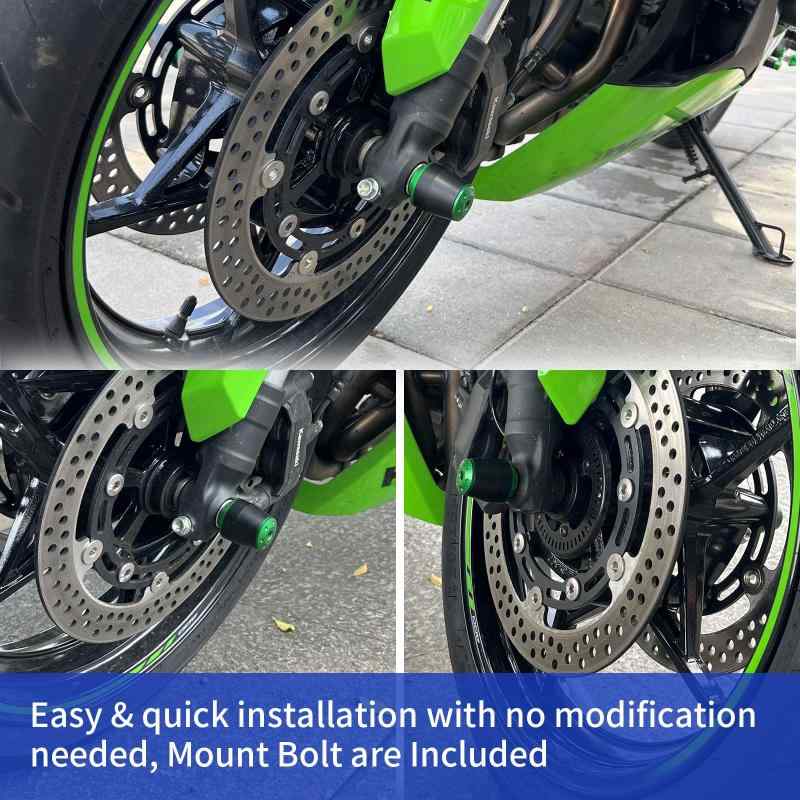 WOOGA モーターサイクルフロントホイールフォークスライダー,フレームスライディングプロテクターアクスルフォークスライダー適用車種 川崎/カワサキNinja ZX4R ZX4RR 23-24 ZX25R 21-24 ZX-25R ZX-4R
