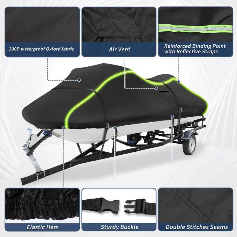 X AUTOHAUX ジェットスキーカバー 96"-102" (1シーター用) 300Dデューティーオックスフォード アンチUV 防水トレーラブルPWCカバー Yamahaに対応 SeaDooに対応 Kawa sakiに対応用 2つの
