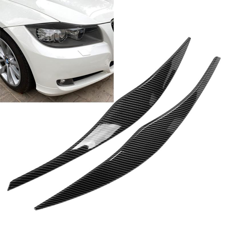 車外装ライト 2 個フロントヘッドライト眉毛カバー車外装トリム交換 3 シリーズ E90 E91 セダンツーリング 2005-2012 カーボンファイバースタイル