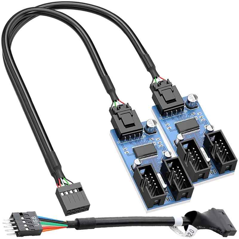 Xiatiaosann 9ピンUSBヘッダ男性1～4女性延長スプリッタ、マザーボード用USB 2.0スプリッタケーブルコネクタ、CPU用アダプタポート乗算器50センチメートル12インチ