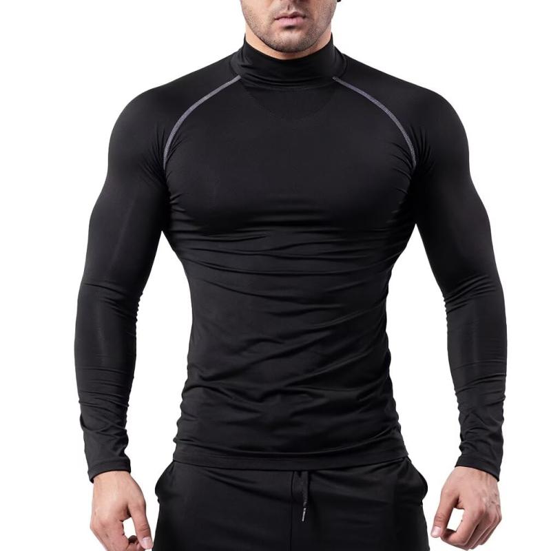 [HedingRed] スポーツインナー メンズ ハイネック コンプレッションインナー 長袖 フィトネス アンダー シャツ コンプレッションウェア 冷感 通気 速乾 UVカット