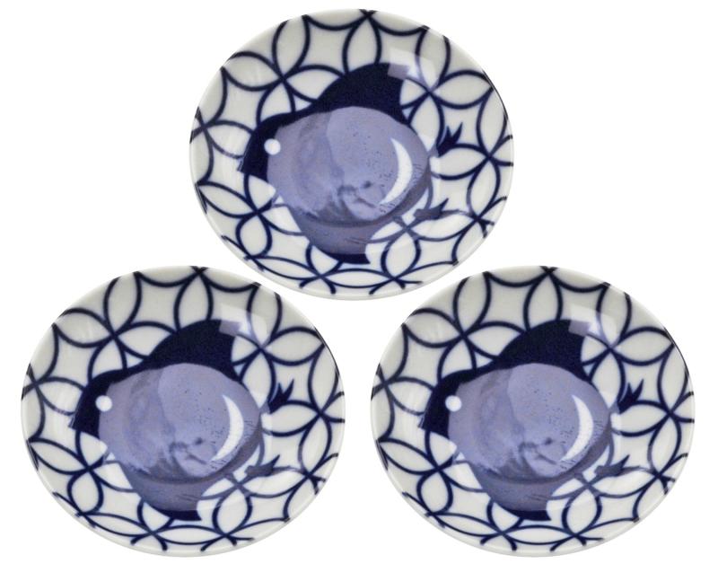 美濃焼 小皿 豆皿 醤油皿 七宝千鳥 約直径9.5×高さ2cm