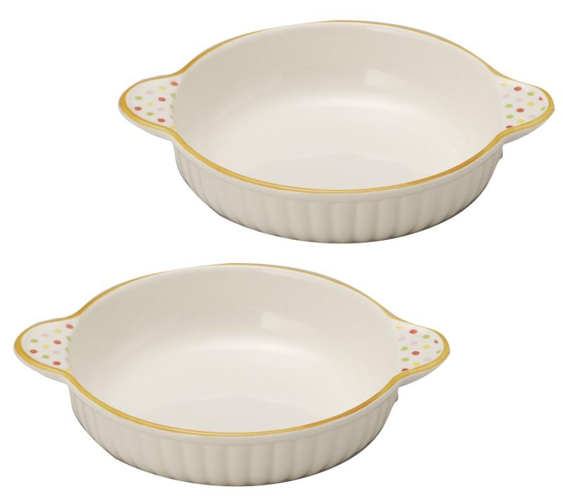 萬古焼 小花 丸グラタン皿 2個セット CASSEROLES