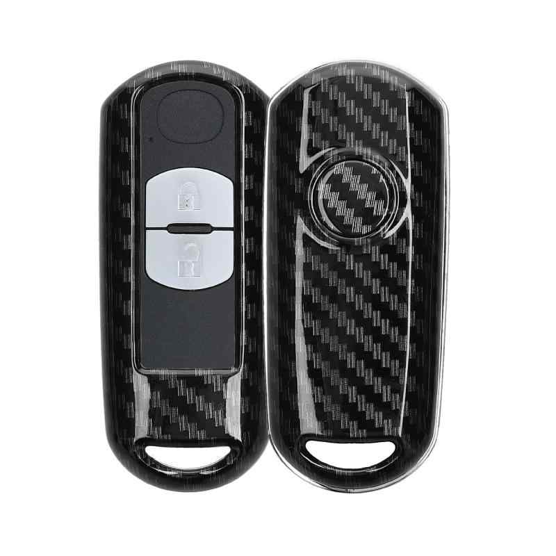 kwmobile Mazda 2-ボタン 車のキー Keyless Go対応 キーケース - ハードカバー 車 鍵 車のキーケース 黒色
