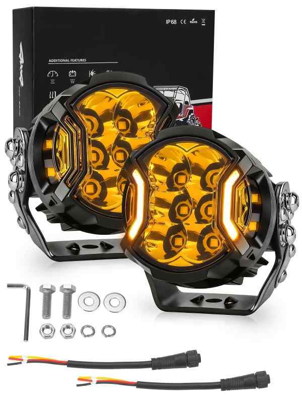 Chelhead 4インチ LED作業灯 三面発光 円型 92w LED補助灯 広角キット デイタイム日行灯付き サイドシュート式オフロード走行灯 270°コンビネーションビームモード汎用補助灯 トラック/ジム