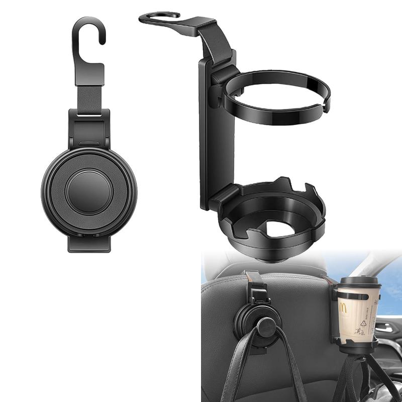 Minarena ドリンクホルダー 車用 ドリンクホルダー カー 後部座席 ドリンクホルダー 3 in 1 後部座席用の折り畳み式車用カップホルダー 車のシートバック用ヘッドレストフック 多機能カーフッ