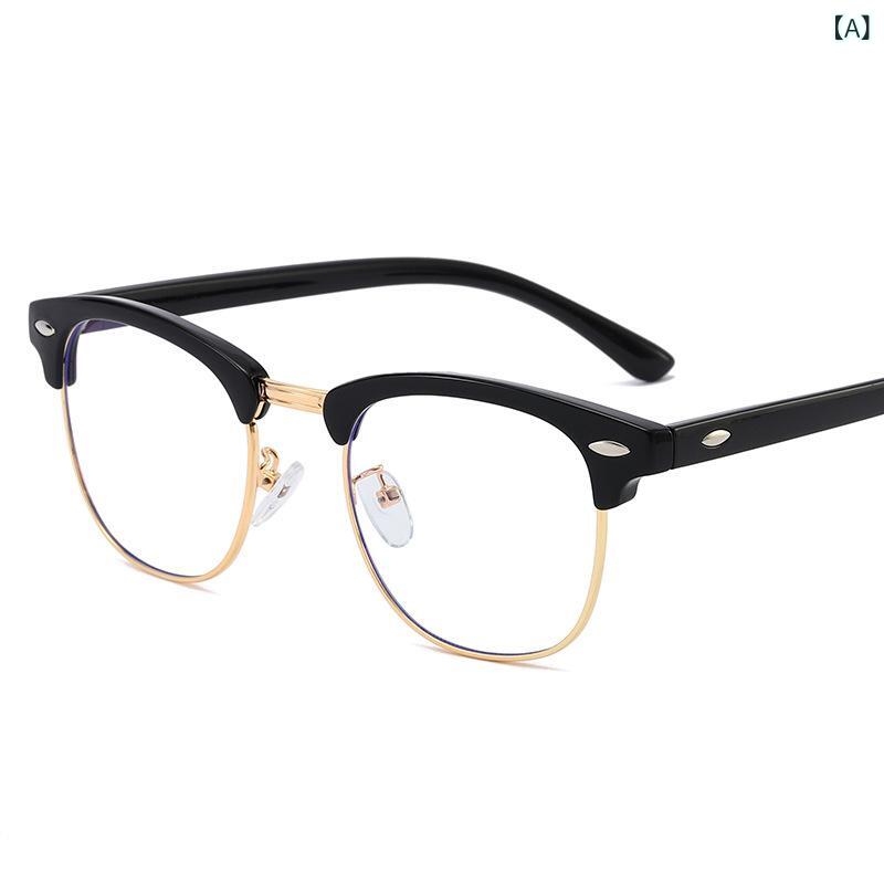 OAKLEY - ブルー レイ 防止 メガネ 男 米 釘 復古 メガネ フレーム 女性 文芸 平光 鏡 近視 メガネ フレーム 5161