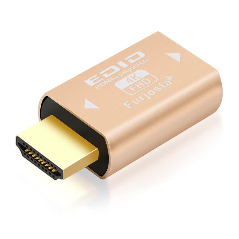 SHARP - 4K HDMI EDID エミュレーター パススルーアダプター オス-メス カプラー HDMI ダミープラグ コンピュータ マルチディスプレイ セットアップ モニター プロジェクター ビデオス/メス スプリッタ