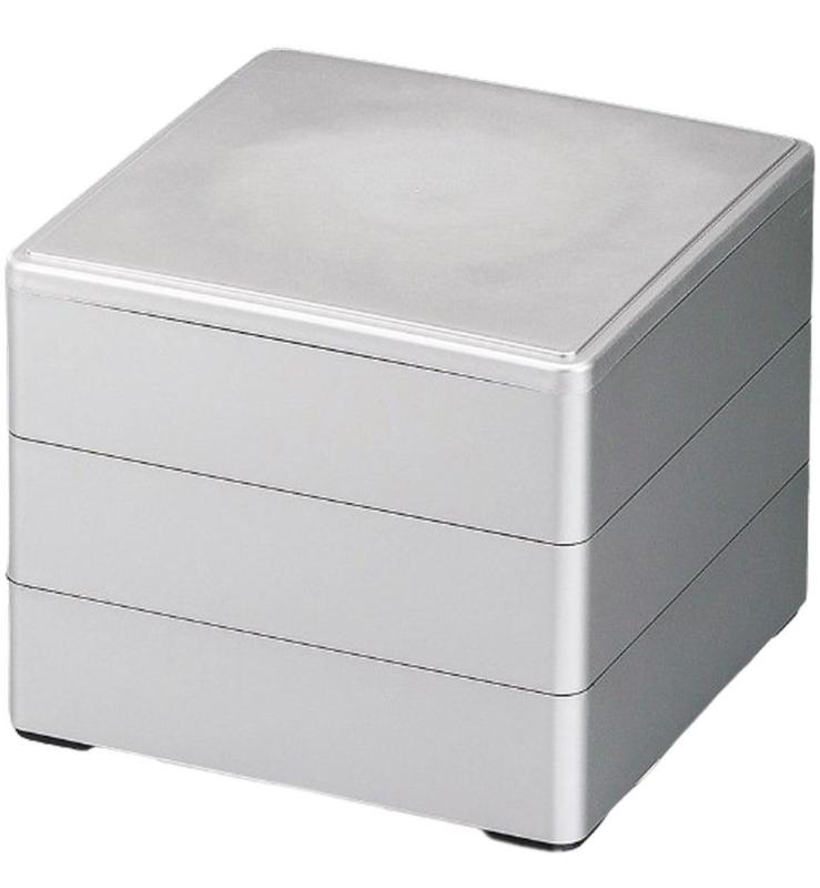 J-kitchens 重箱 3段 6.0寸 彩 お重箱 銀 18.1cm x 18.1cm x 16.5cm 日本製