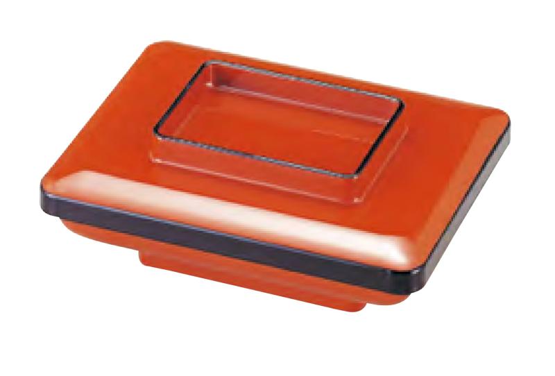 割烹漆器 若泉漆器 うなぎ重 うなぎ平 朱渕黒内朱塗 1-578-6外寸：16.4×12.9×6.1cm