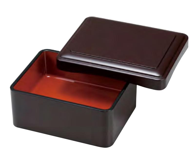 割烹漆器 若泉漆器 うなぎ重 式部丼重 艶消新溜内朱塗 U-1-73外寸：16.5×13.1×7.5cm内寸：14.2×10.9×4.3cm