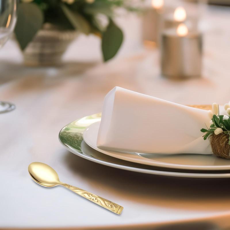 真鍮のスプーン 銅 Pure Copper Spoon アウトドアキャンプ用 持ち運びに便利なベルベットバッグ包装、銅製カトラリー 2