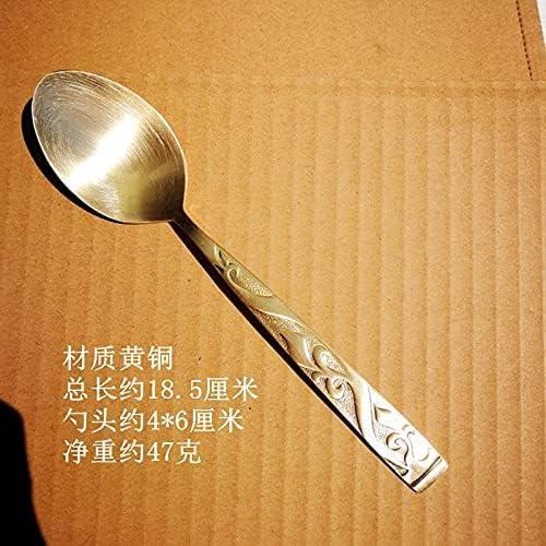 真鍮のスプーン 銅 Pure Copper Spoon アウトドアキャンプ用 持ち運びに便利なベルベットバッグ包装、銅製カトラリー 3