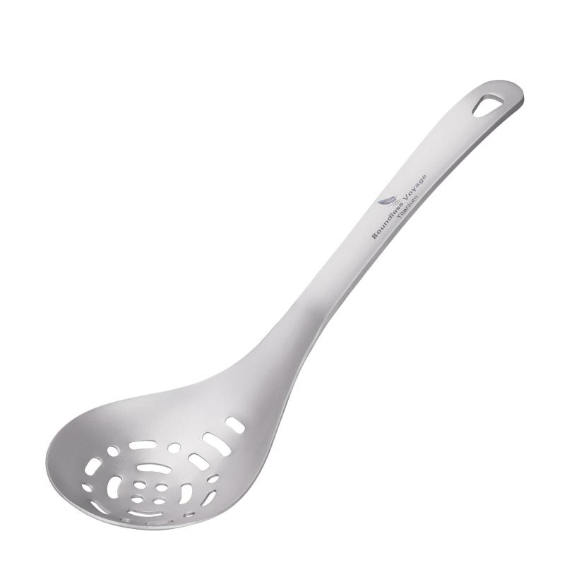 Boundless Voyage チタンスプーン レンゲスプーン 食器 浅め 調理器具 チタン 軽量 錆びない 割れない つや消し仕上げ 収納バッグ付き