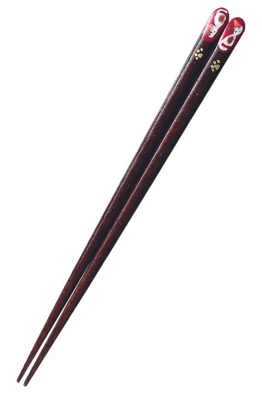 Other - 日本職人が丹精込めて造る伝統の高級箸 先角 天然木 漆塗装 手書き蒔絵をほどこした伝統の会津蒔絵 猫の絵は一膳一膳職人の手書き作業でつけられています 一双 おやすみ猫 若狭の箸職人