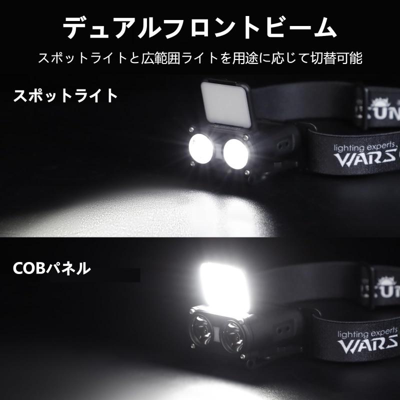 【WARSUN MD9】充電式ヘッドライト 800ルーメン｜COB釣り灯 キャップライト｜90°角...